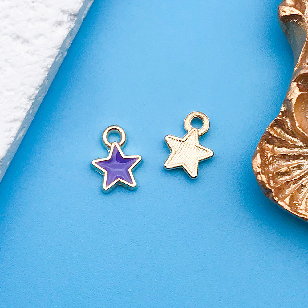 Wholesale Purple Drip Oil Alloy Flower Love DIY Necklace Bracelet Pendant